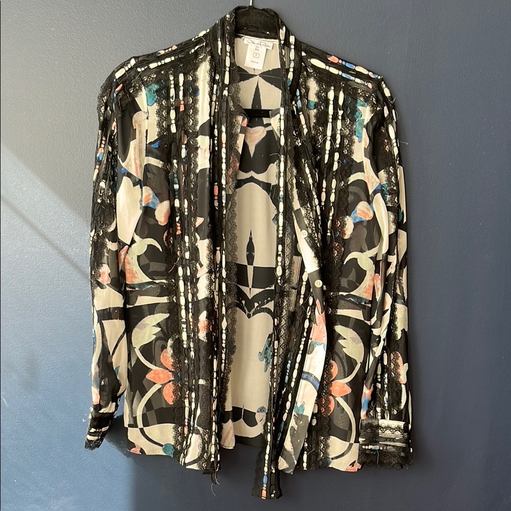 Oscar de La Renta Sheer silk bottom up shirt